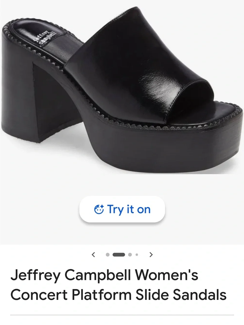 Jeffrey Campbell Black Leather concert Platform Open-Toe Mules